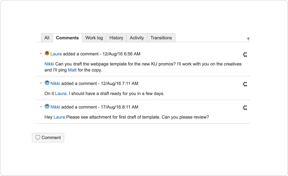 Comments in Jira Core