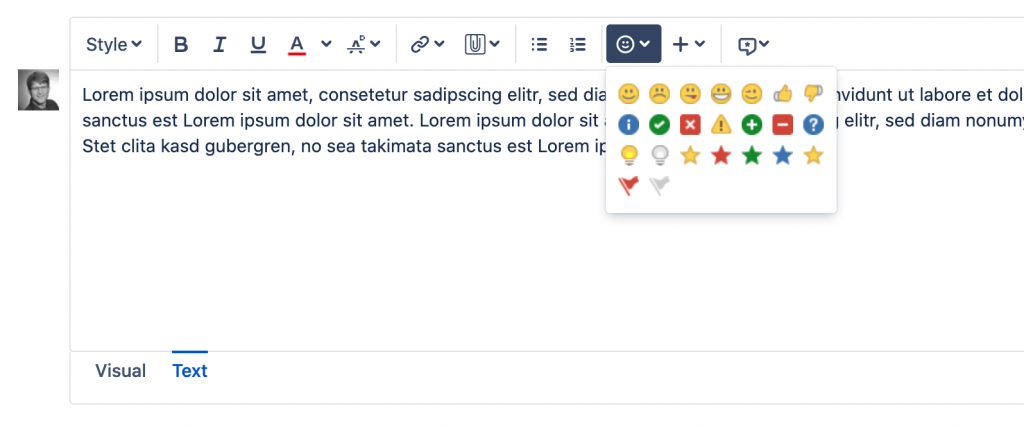 Default Emojis offered by Jira