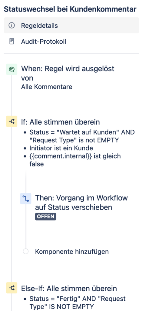 Automation Status transition in case of customer comment