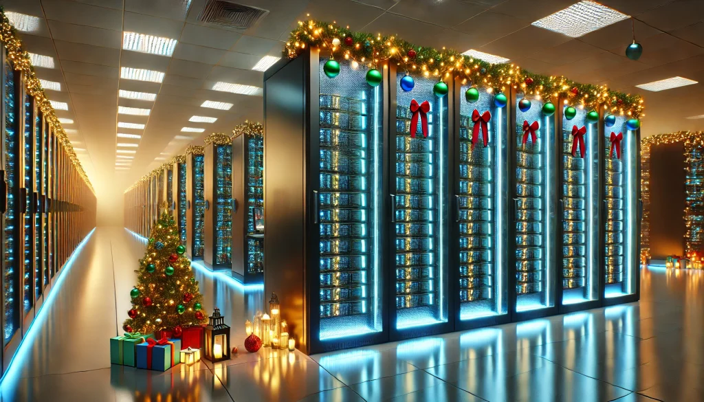 Server mit weihnachtlicher Dekoration