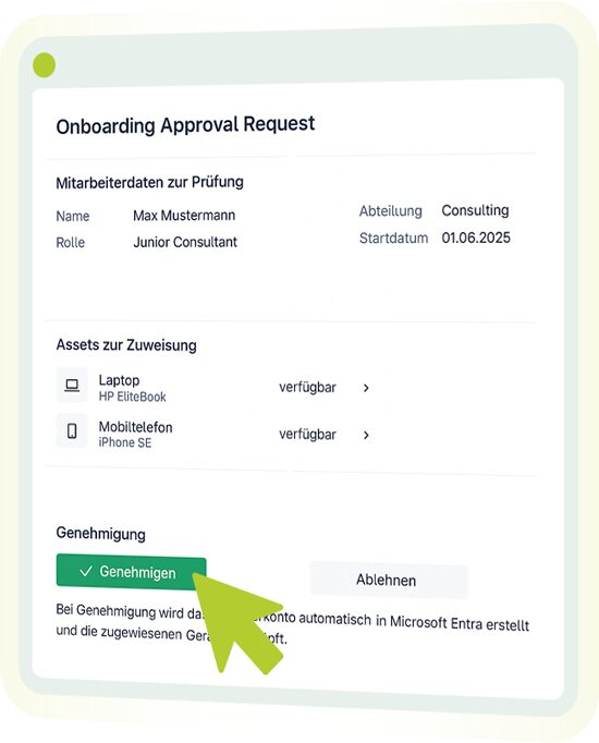 Vom Menschen zum User - Mit Jira Service Desk und Entra besseres Onboarding 20 Beispielbild Screenshot Onboarding & Approval Request