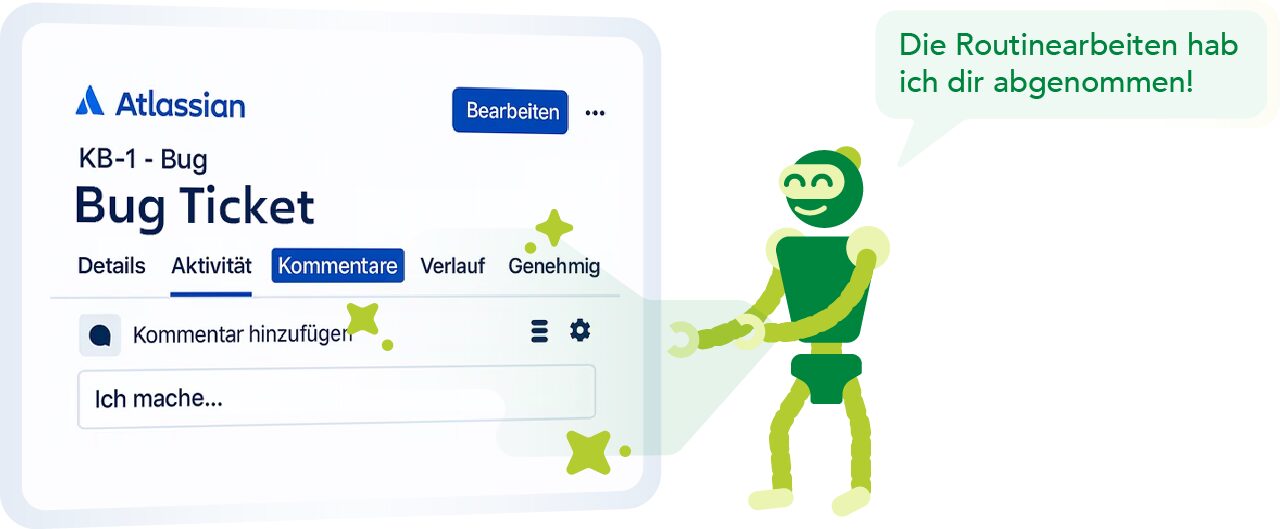 Atlassian Rovo 18 Schaubild Atlassian Rovo – AI-Assistent bearbeitet Ticket mit AI und sagt "Die Routinearbeit hab ich dir abgenommen!"