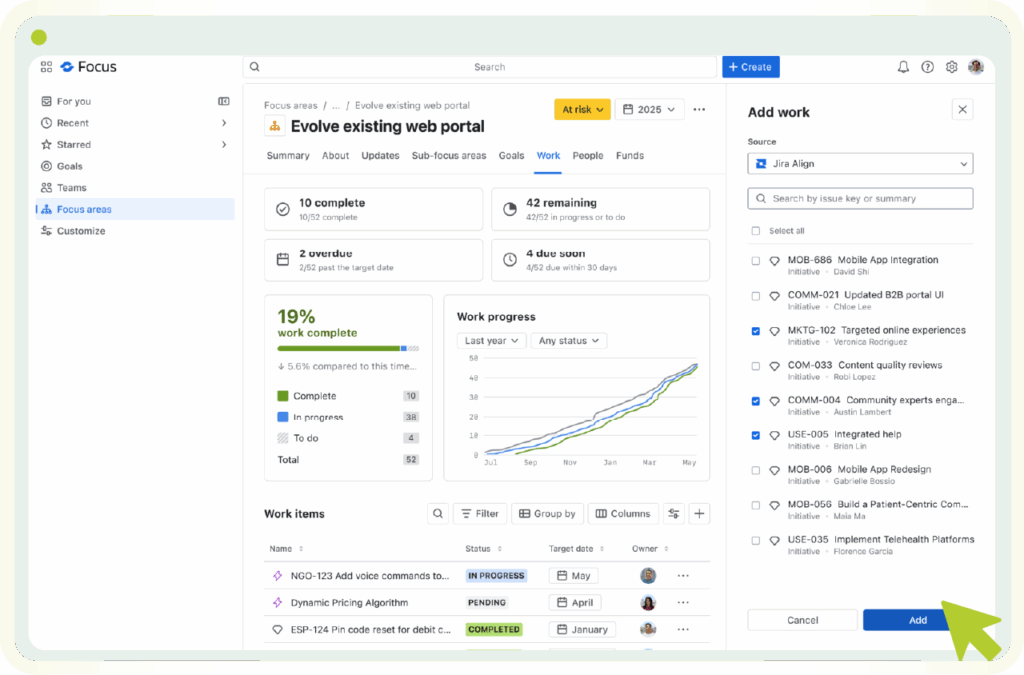 Atlassian Focus - Das strategische Portfolio-Management für Ihr Unternehmen 15 Screenshot Atlassian Focus mit Dashboard